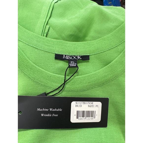 Misook Green Knit Sleeveless Tank Shell Top Size PL - Picture 3 of 6